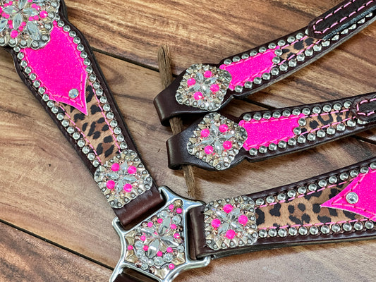 Stunning bright pink glitter with cheetah
