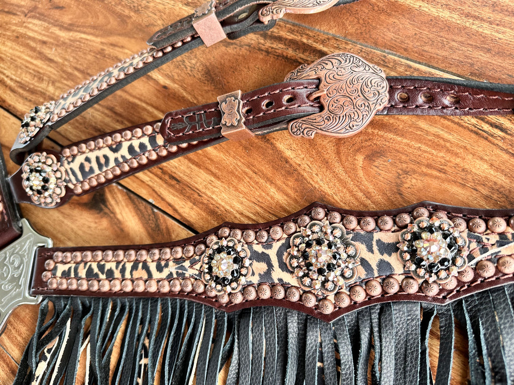Shimmer Leopard Black Fringe Tack Set – Cowgirl Barn & Tack