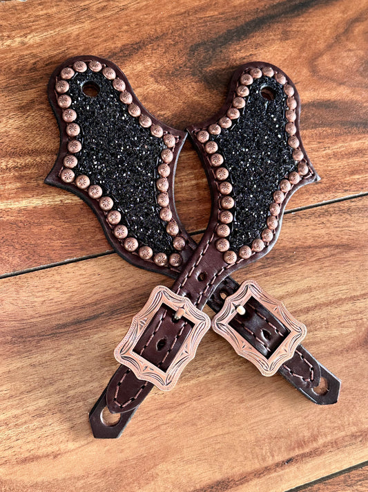 Black chunky glitter spur straps