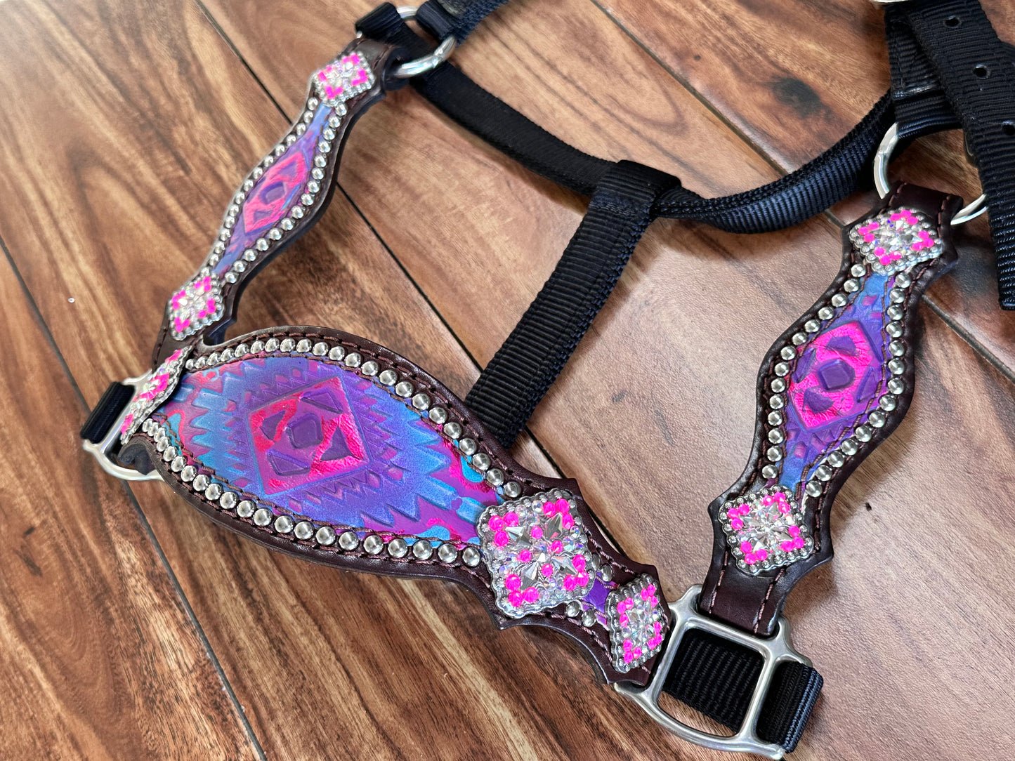 Pink Aztec halter with cheek upgrade