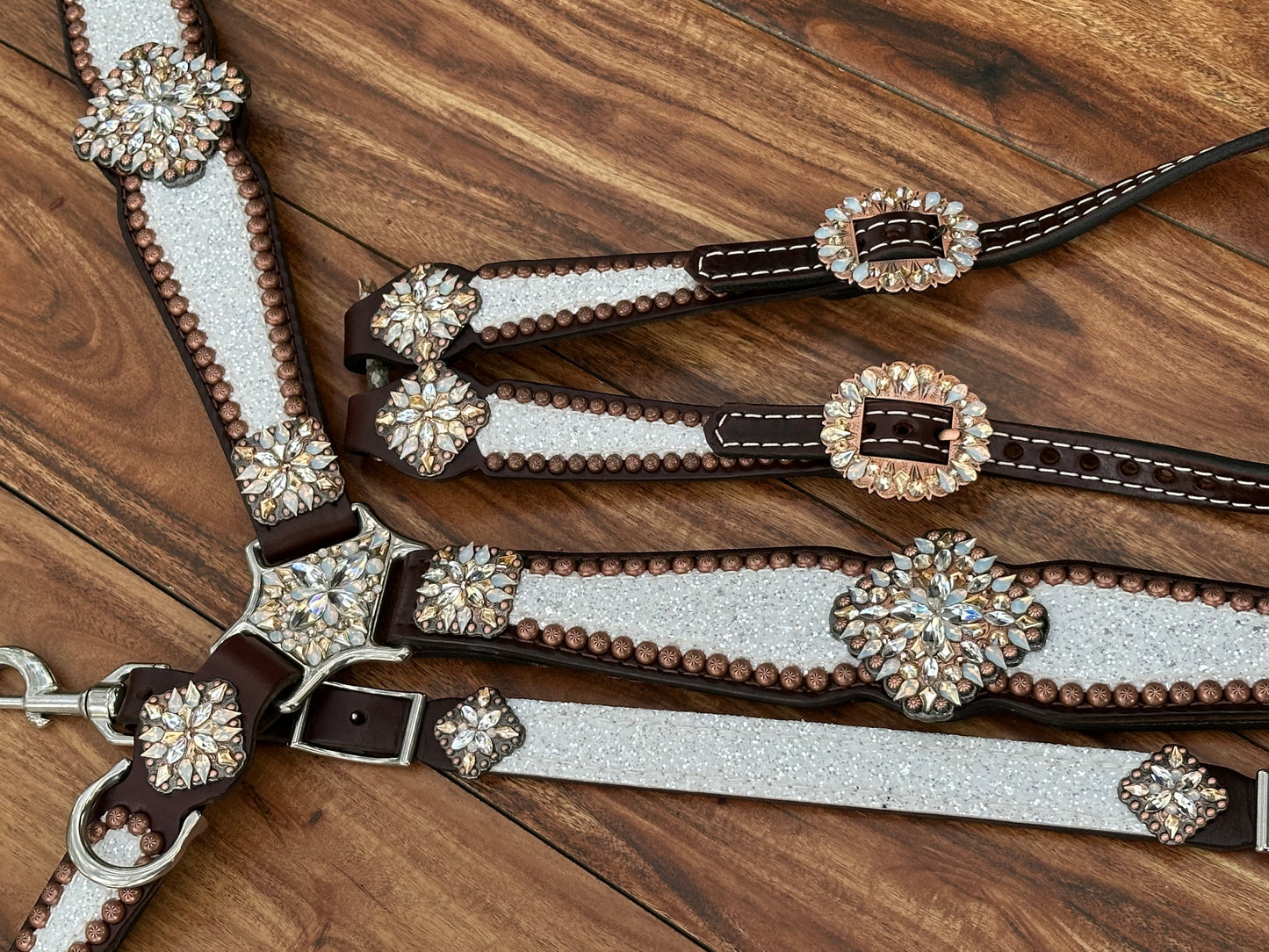 Chunky white glitter with XL conchos