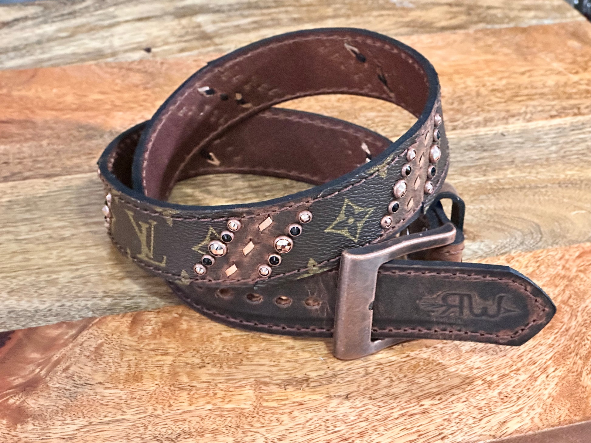 Lv belt with Copper Rose gold and Jet