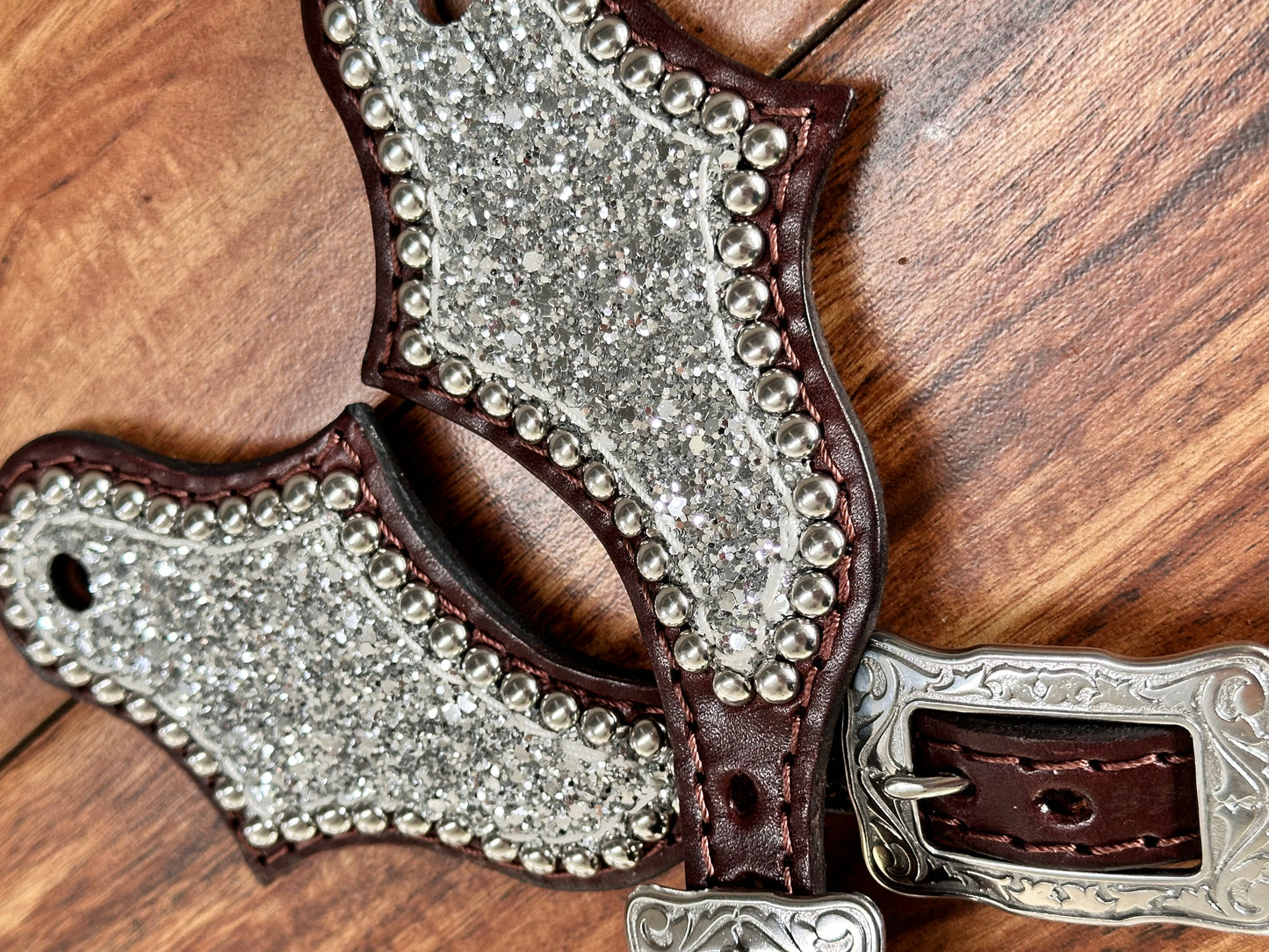 Silver Chunky Glitter w/XL conchos and upgrades