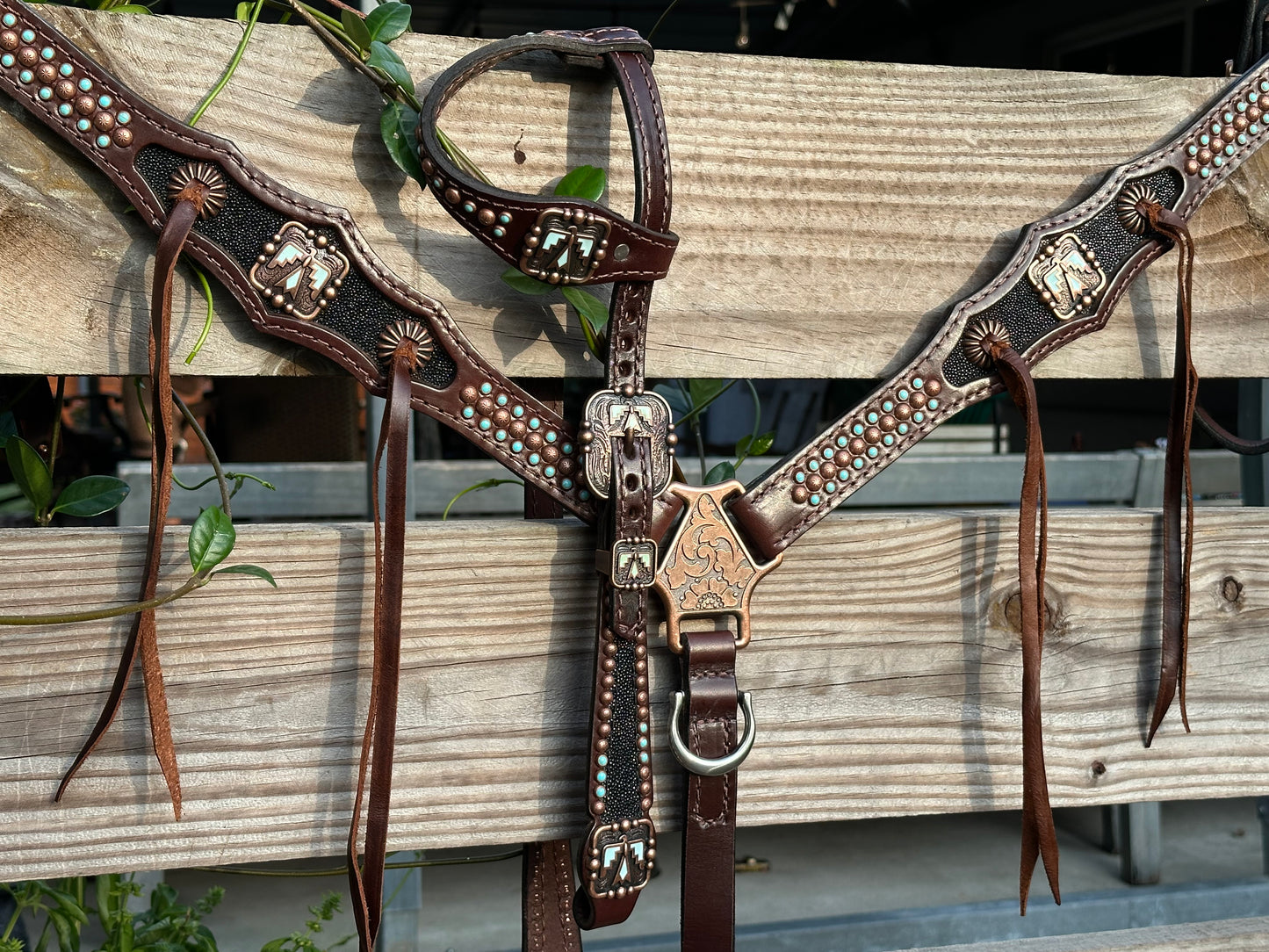 Black stingray with turquoise thunderbird accents