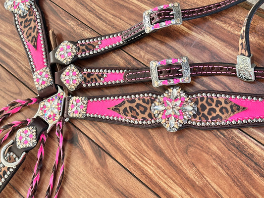 Stunning bright pink with cheetah and fringe