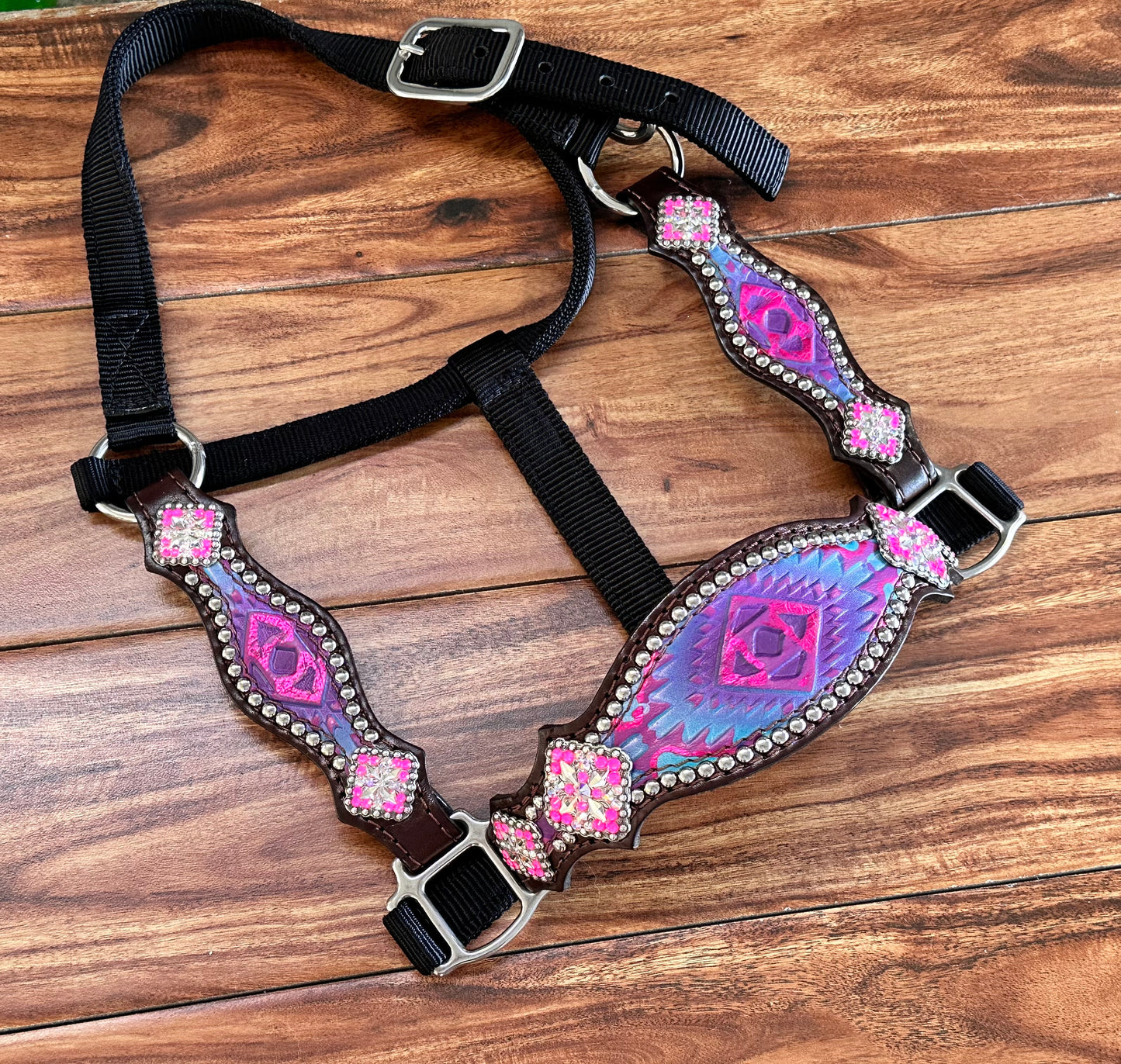 Pink Aztec halter with cheek upgrade