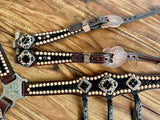 Black cheetah with crystal fringe