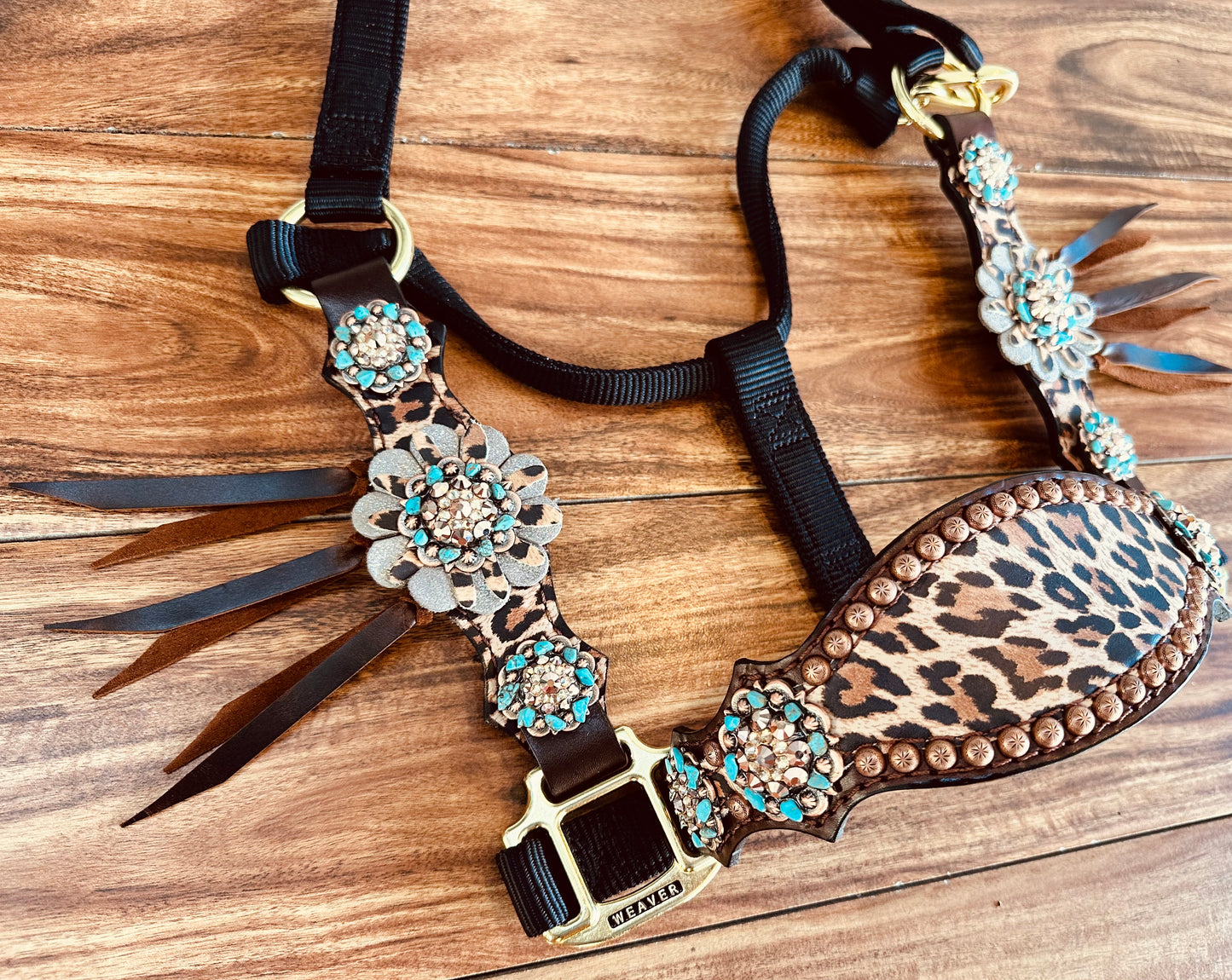 Cheetah with leather flowers