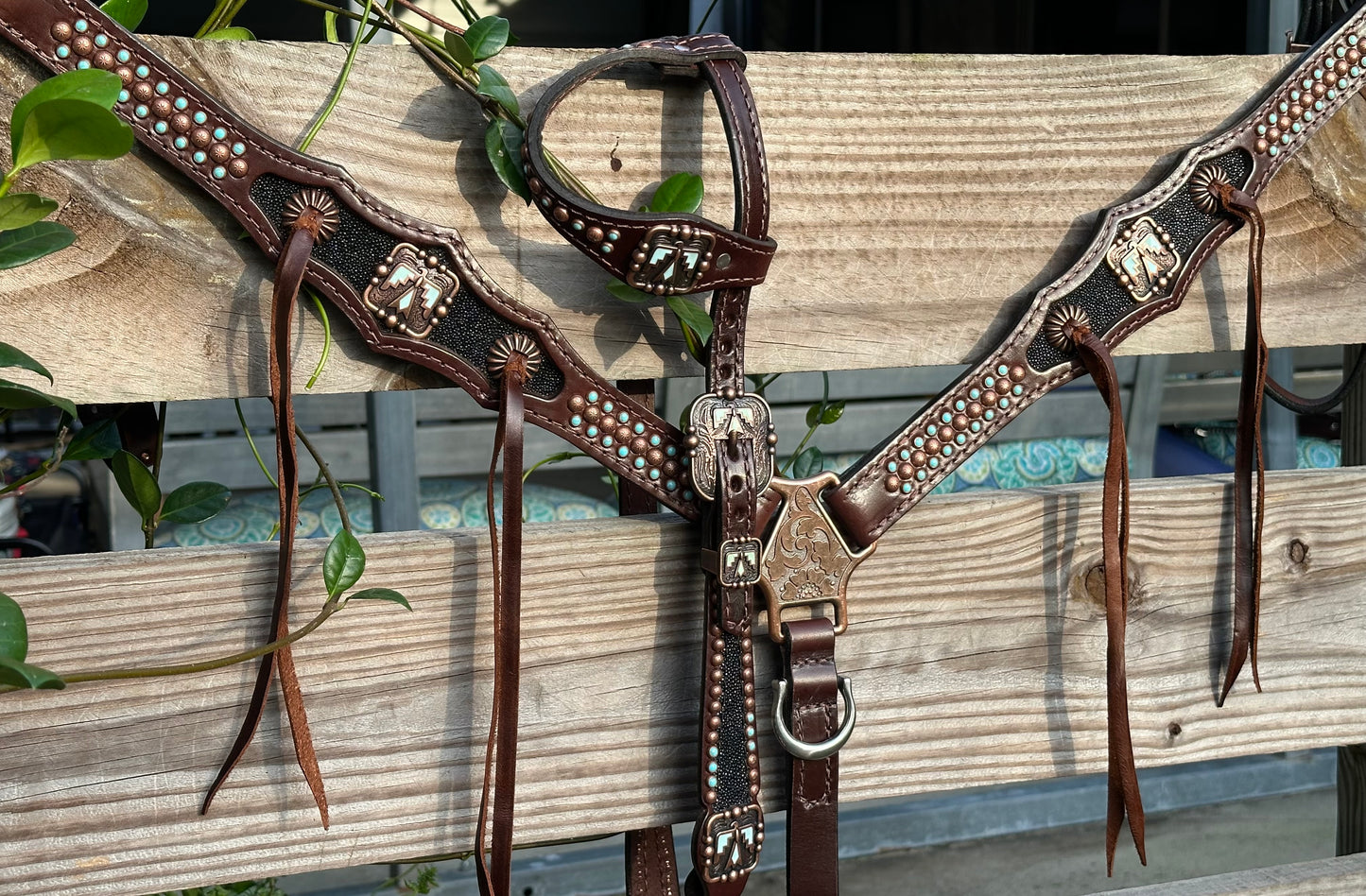 Black stingray with turquoise thunderbird accents