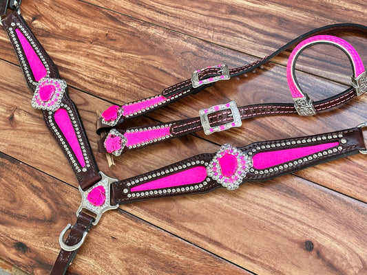 Hot pink glitter inlay with silver