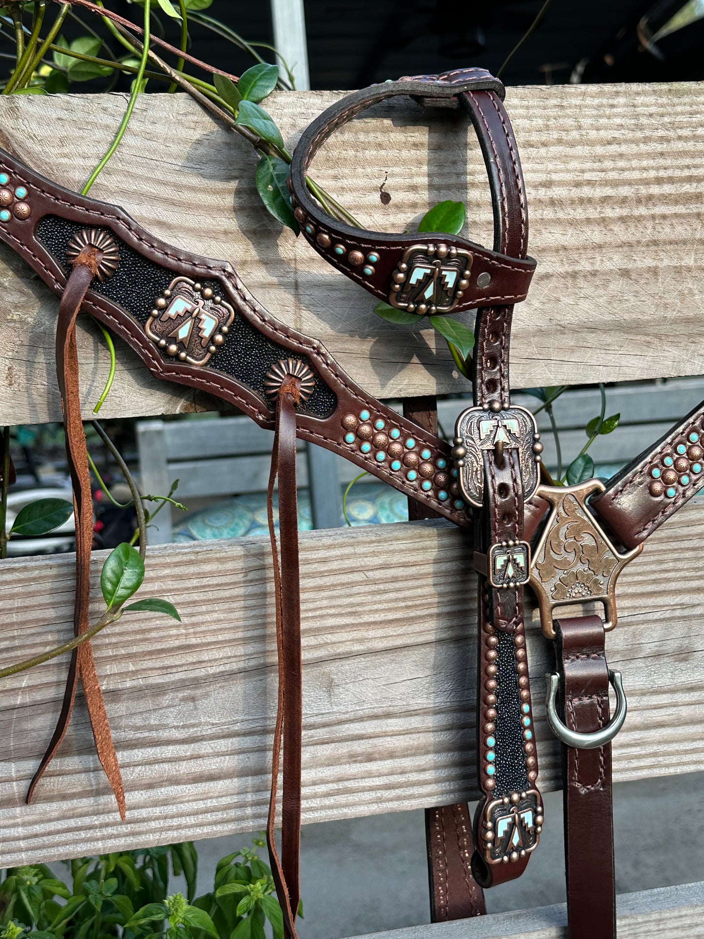 Black stingray with turquoise thunderbird accents