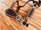 Chunky black glitter with round rope edge conchos