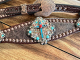 Brown tooled with cross conchos