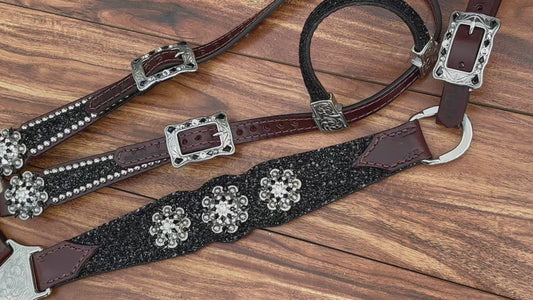 Chunky black glitter with round conchos