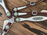 White with Gold Tips Gator Breast Collar