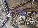 Metallic Purple and Cheetah with Fringe