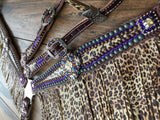 Metallic Purple and Cheetah with Fringe