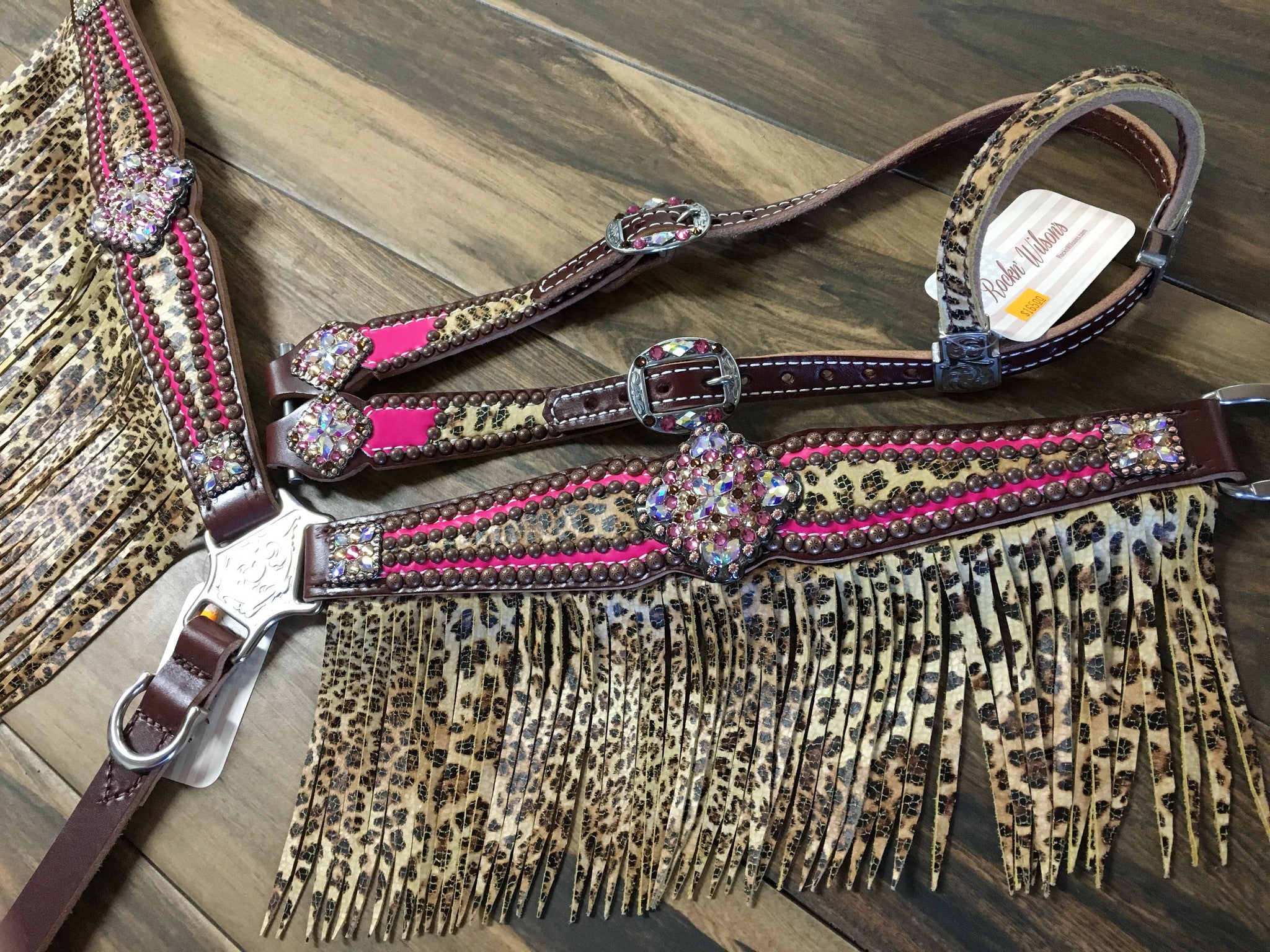 Neon Pink W/ Cheetah Overlay & Cheetah Fringe – Rockn'Wilsons