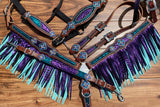 Purple and turquoise mystic with fringe