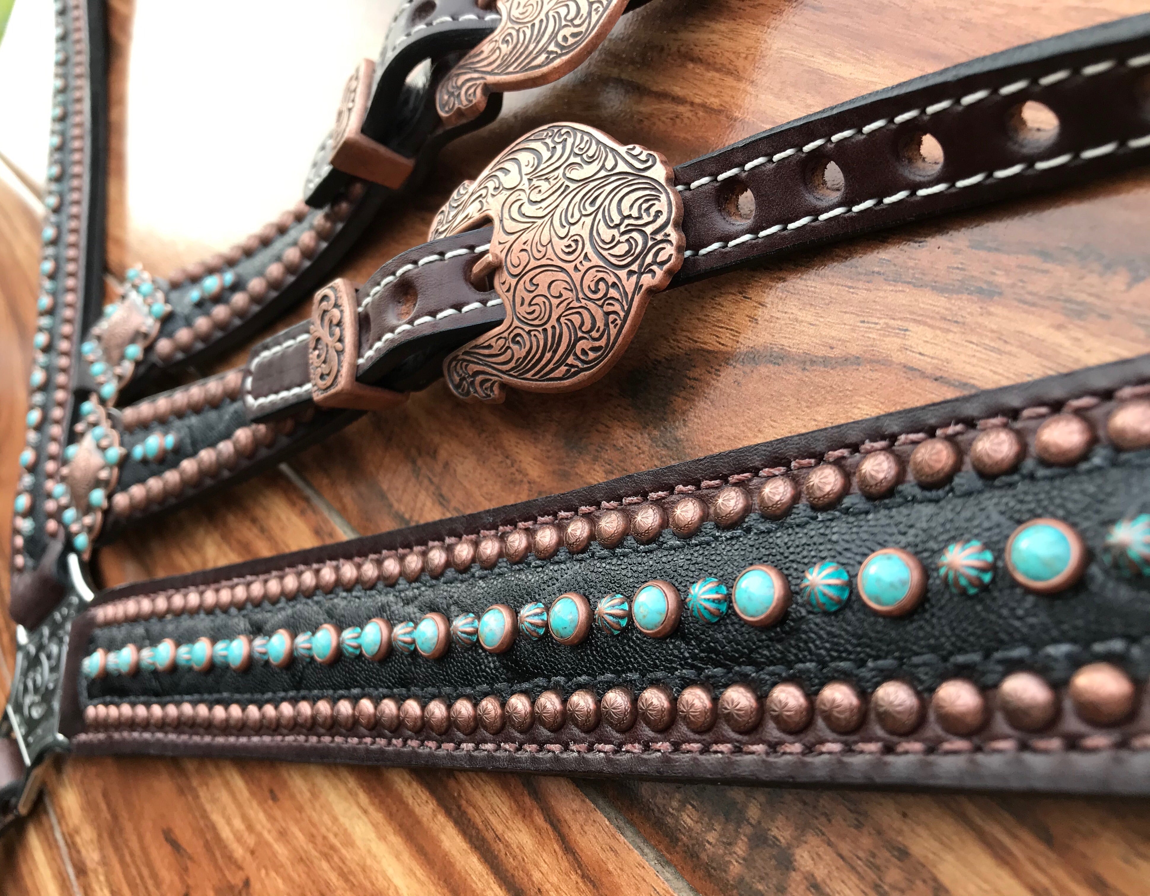 Black gator with patina and turquoise