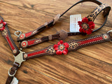 Red Gator and cheetah with leather flower concho