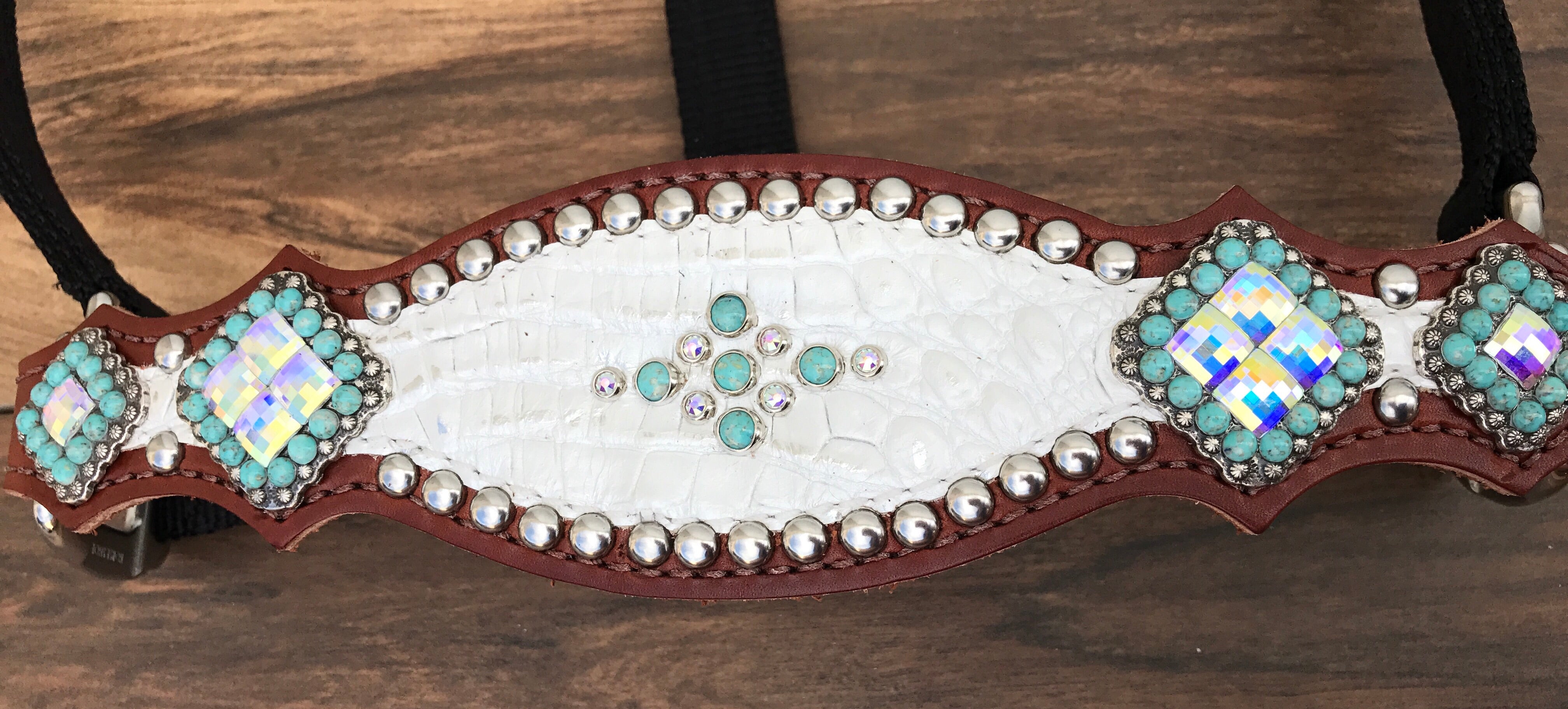 White Gator W/ Turquoise and Silver