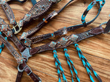 Copper gator with turquoise ties