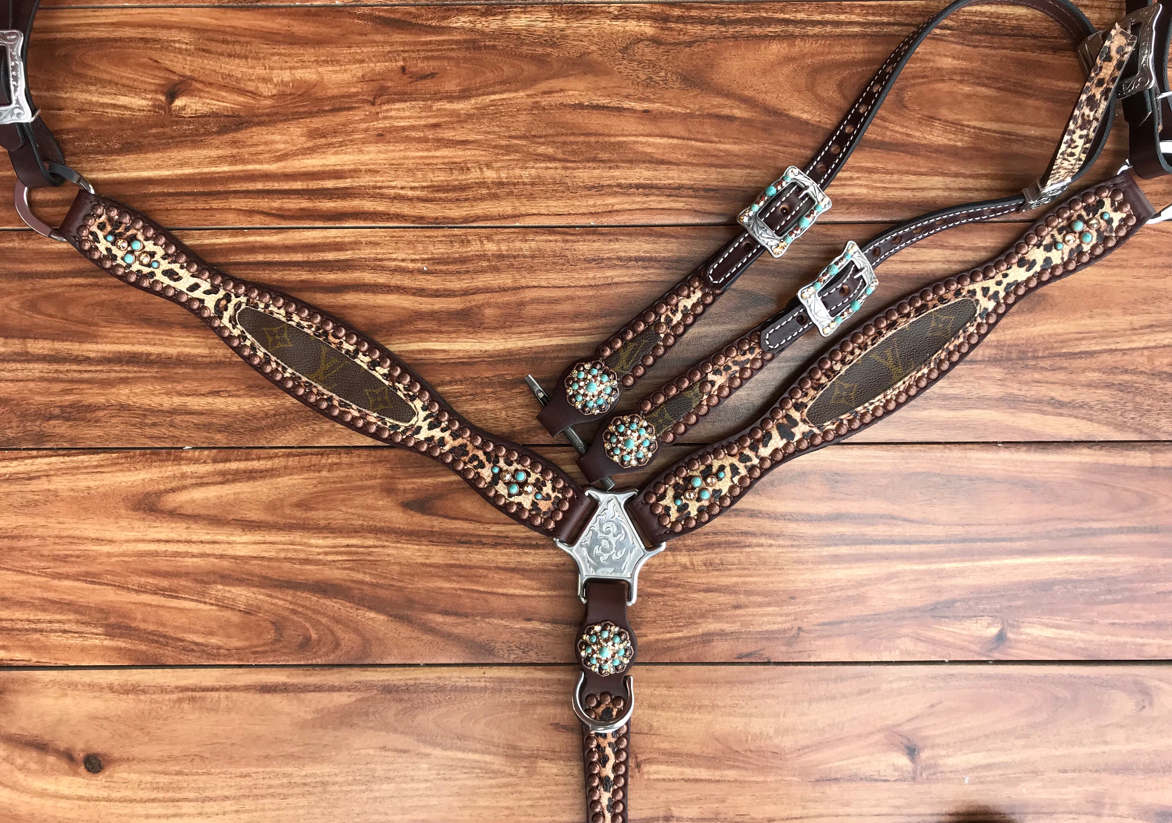 Authentic Re-purposed Louis Vuitton headstall and breast collar