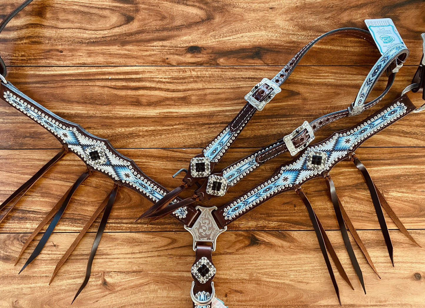 Blue & black Aztec with cowboy ties