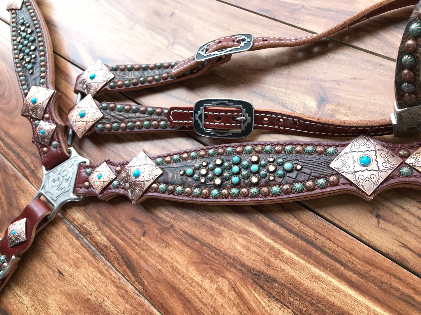 Rustic Brown Gator with Southwest Conchos