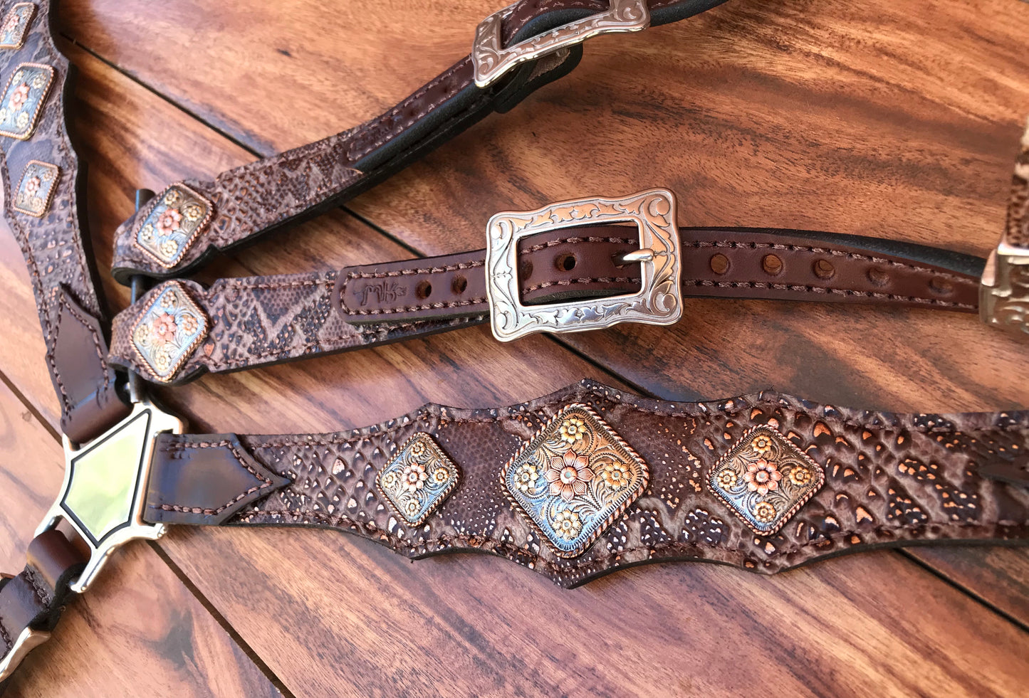 Brown Python with Floral conchos