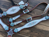 White gator with turquoise