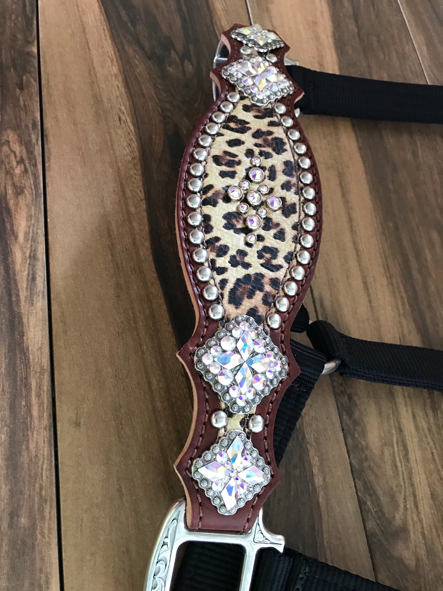 Cheetah Halter with checks and crystal rim sets