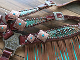 Turquoise Brown Fade with Double Layer Fringe