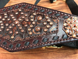 Brown and copper tooled halter