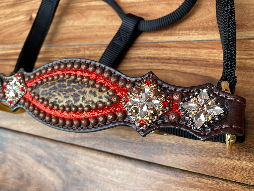 Red ice and cheetah halter