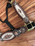 White antique gator with black and rose gold