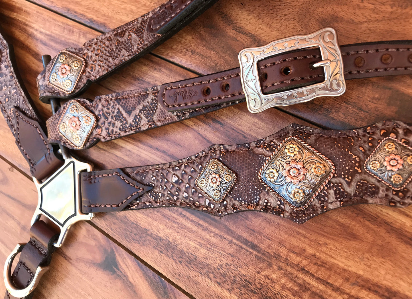 Brown Python with Floral conchos