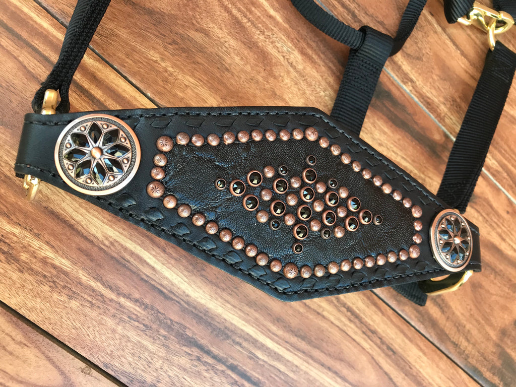 Rockin Wilson Chunky Black Glitter W/ Rose Gold Buckstitch Tack