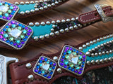 Turquoise with Northern Lights overlay and Double Layered Fringe
