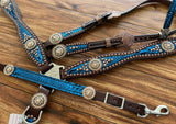 Blue mystic with rope edge round conchos