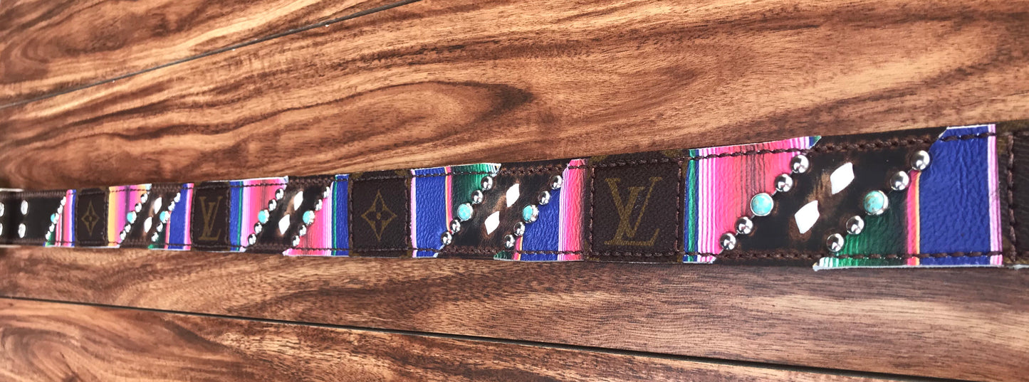 Serape leather with overlay