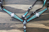 Gold Frosted Turquoise Gator on Dark Leather