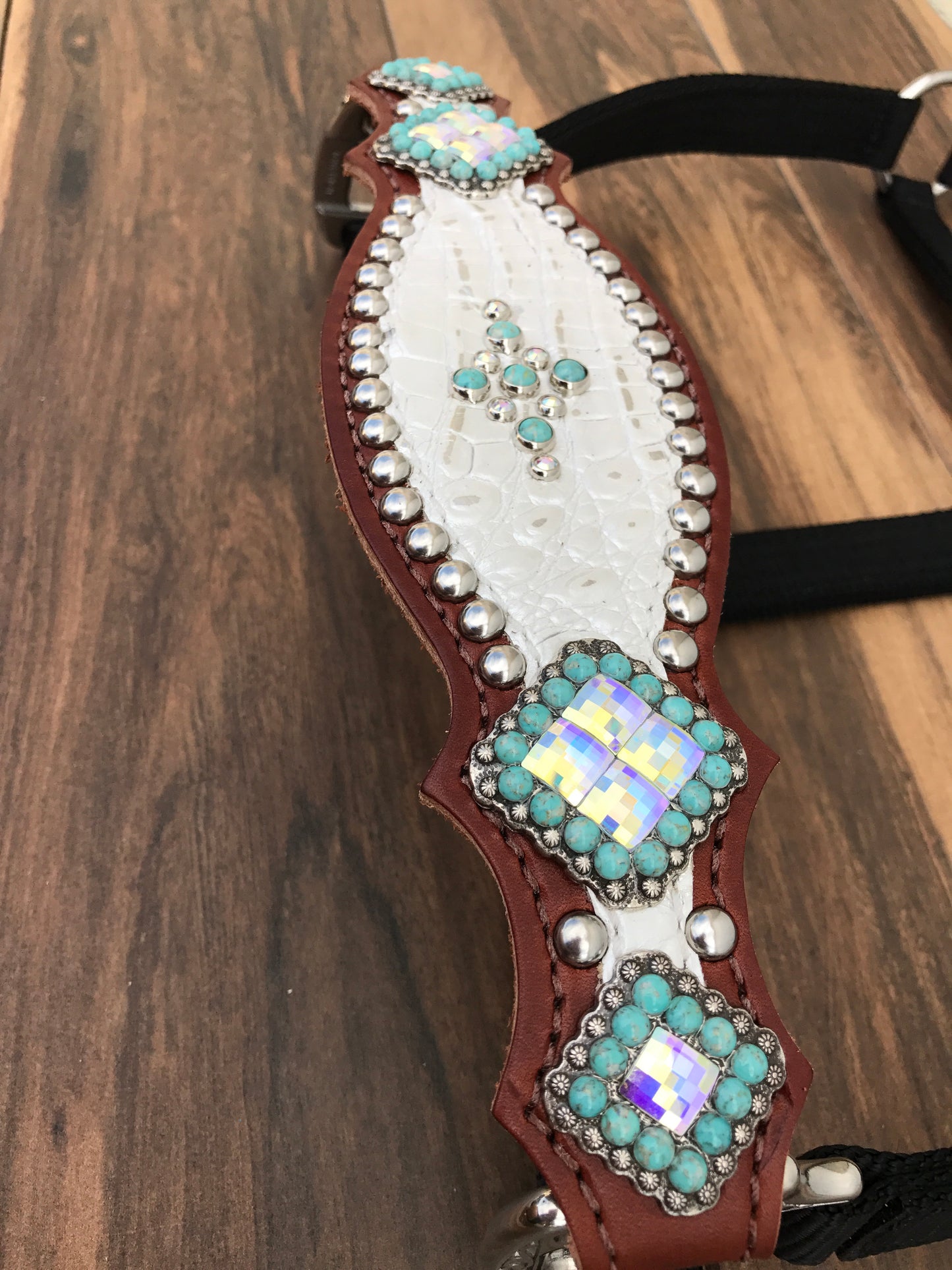 White Gator W/ Turquoise and Silver