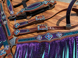 Purple and turquoise mystic with fringe