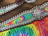 Metallic ice with tie dye overlay and fringe