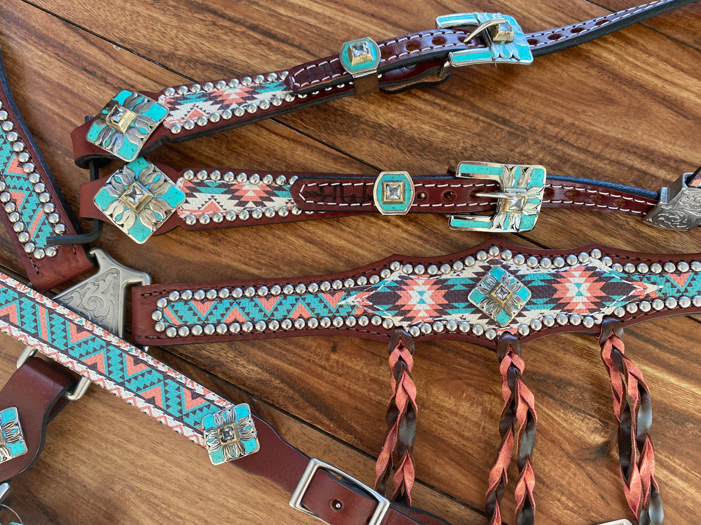 Peach Aztec with upgraded conchos