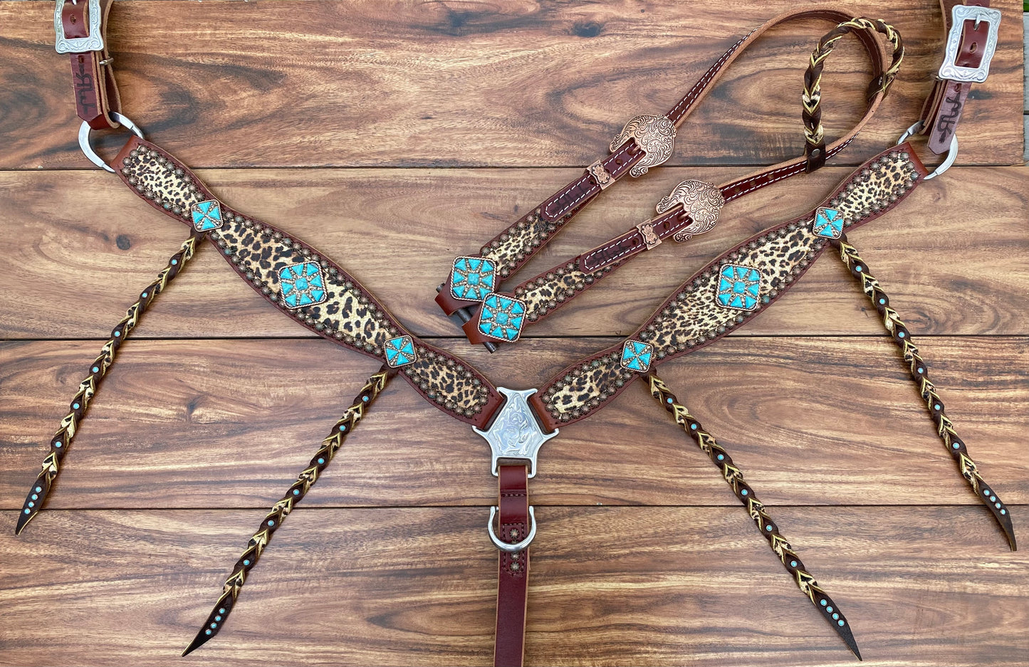 Cheetah with turquoise and tassels