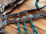 Copper gator with turquoise ties