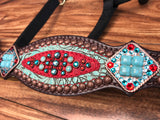 Red and turquoise gator